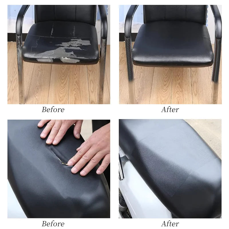 Supplier demonstration showing a chair seat before and after covering damage